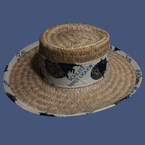 Medium Straw Boater Mens Vintage Schlitz Malt Liquor Hat With Printed Band
